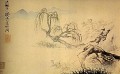 川の上のシタオアヒル 1699 年古い中国の墨